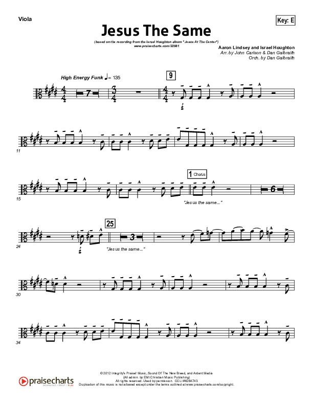 Jesus The Same Viola (Israel Houghton)