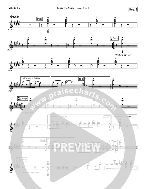 Jesus The Same Violin 1/2 (Israel Houghton)