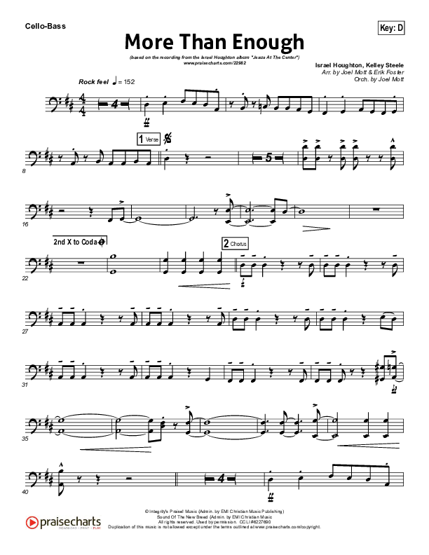 More Than Enough Cello/Bass (Israel Houghton)