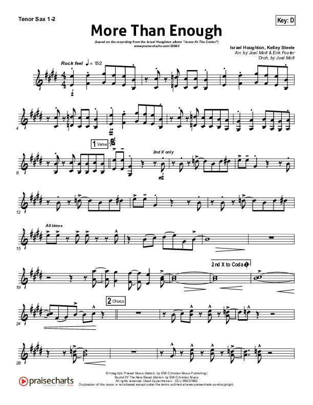 More Than Enough Tenor Sax 1/2 (Israel Houghton)