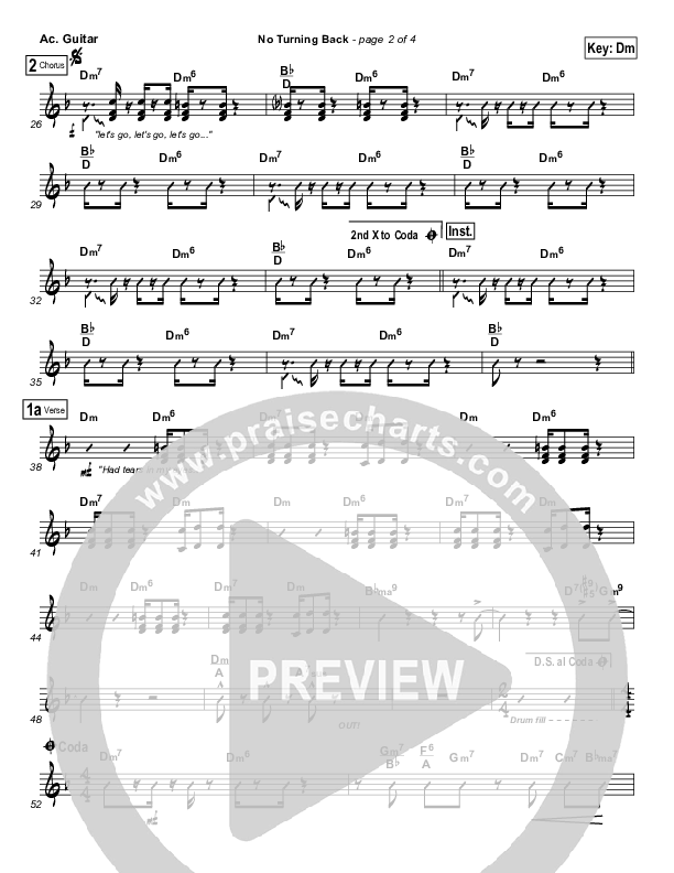 No Turning Back Acoustic Guitar (Israel Houghton)