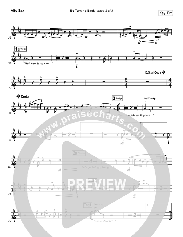 No Turning Back Alto Sax (Israel Houghton)