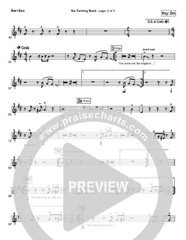 No Turning Back Bari Sax (Israel Houghton)