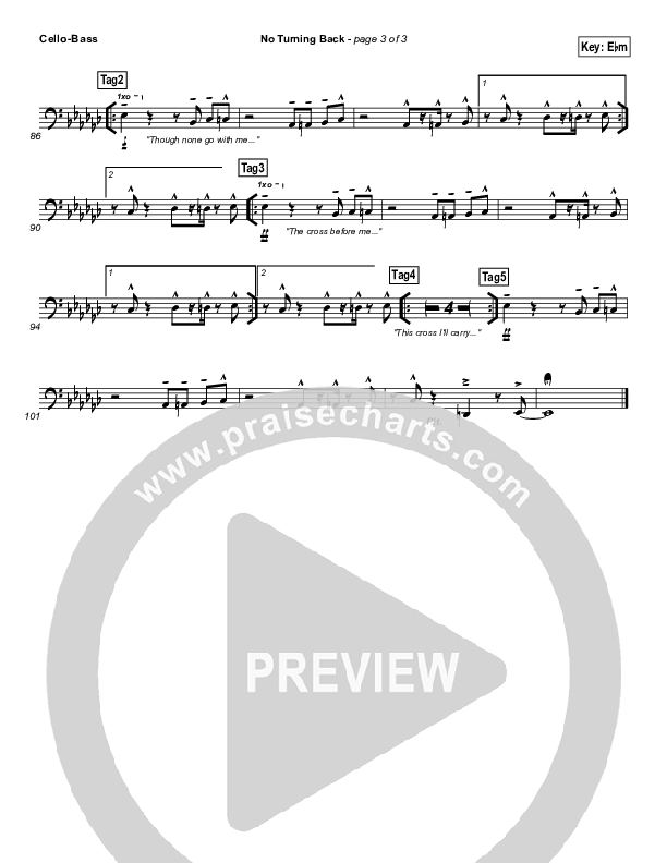 No Turning Back Cello/Bass (Israel Houghton)