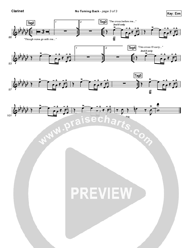 No Turning Back Clarinet (Israel Houghton)