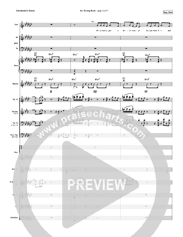 No Turning Back Conductor's Score (Israel Houghton)