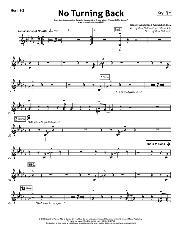 No Turning Back Brass Pack (Israel Houghton)