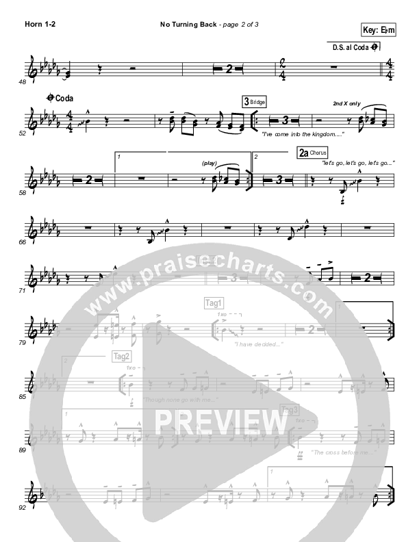 No Turning Back Brass Pack (Israel Houghton)