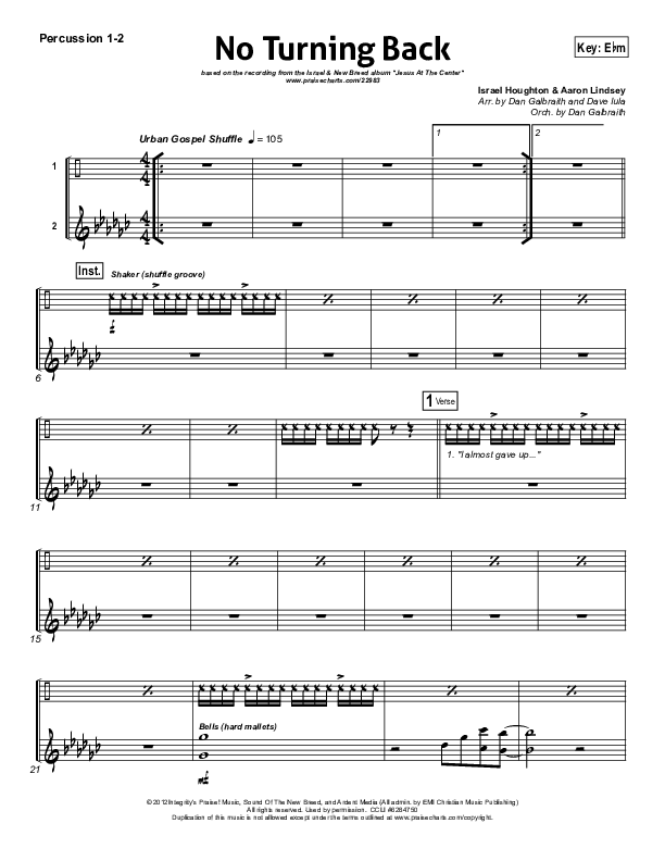 No Turning Back Percussion 1/2 (Israel Houghton)
