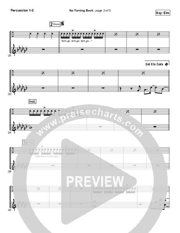 No Turning Back Percussion 1/2 (Israel Houghton)