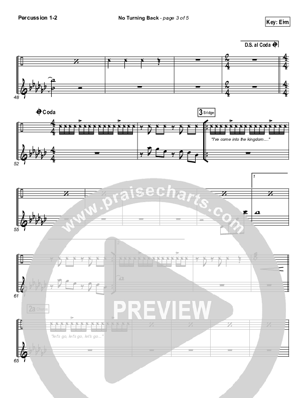 No Turning Back Percussion 1/2 (Israel Houghton)