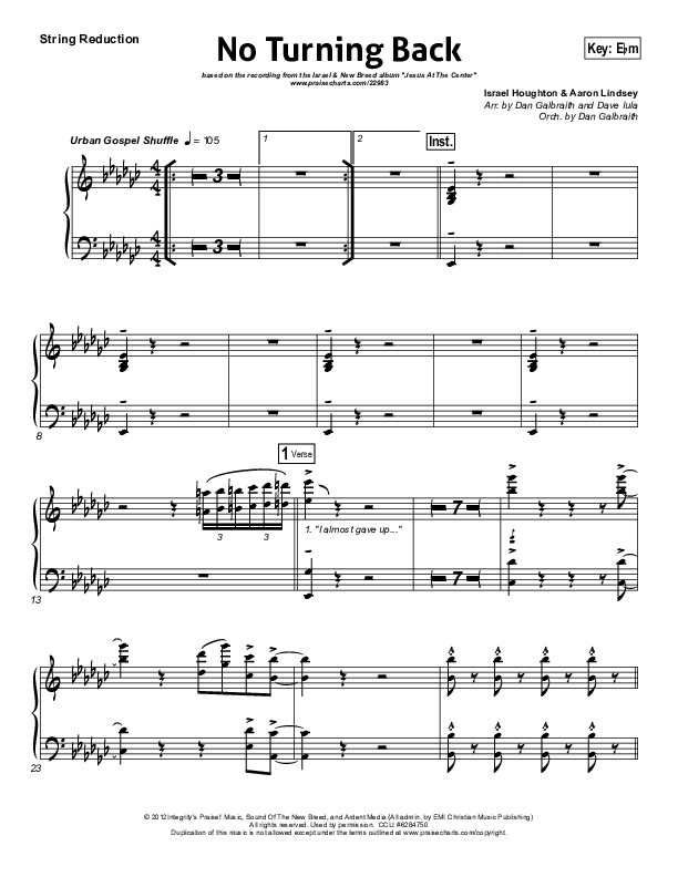 No Turning Back Synth Strings (Israel Houghton)