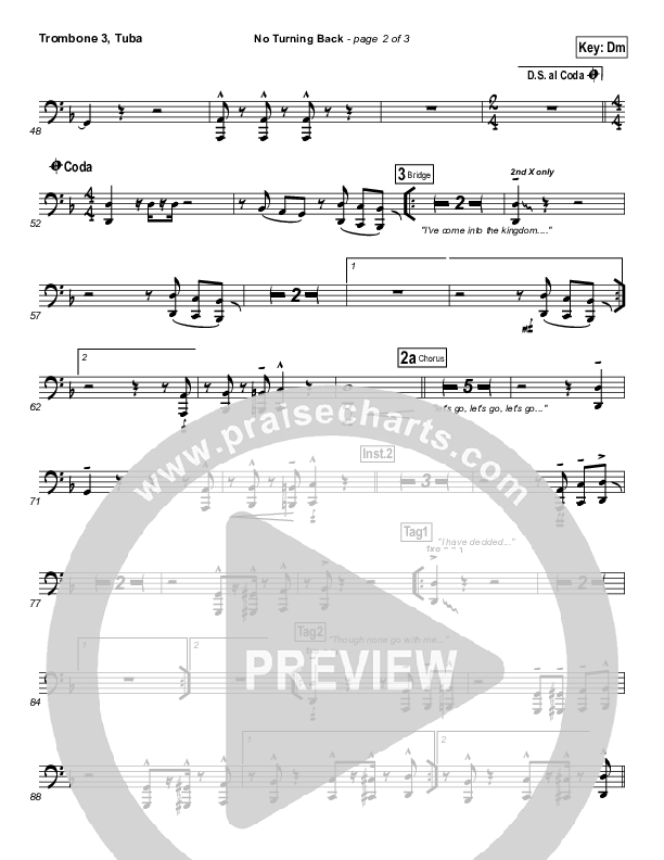 No Turning Back Trombone 3/Tuba (Israel Houghton)