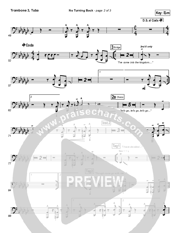 No Turning Back Trombone 3/Tuba (Israel Houghton)