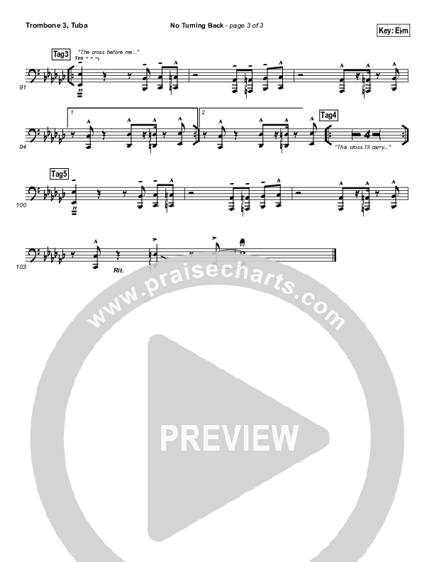 No Turning Back Trombone 3/Tuba (Israel Houghton)