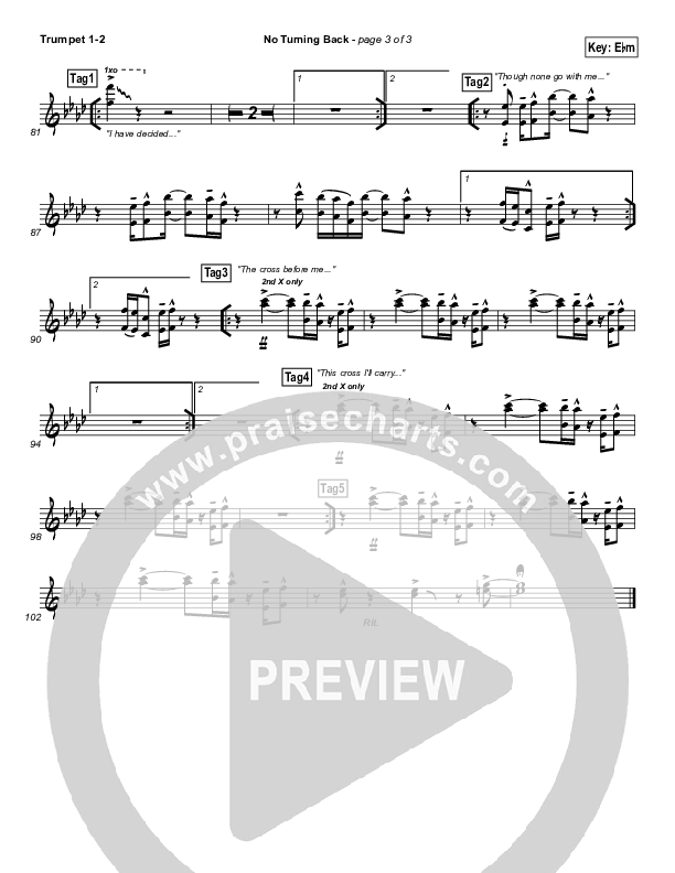 No Turning Back Trumpet 1,2 (Israel Houghton)