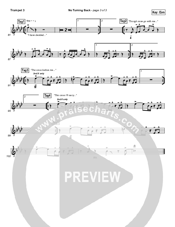No Turning Back Trumpet 3 (Israel Houghton)