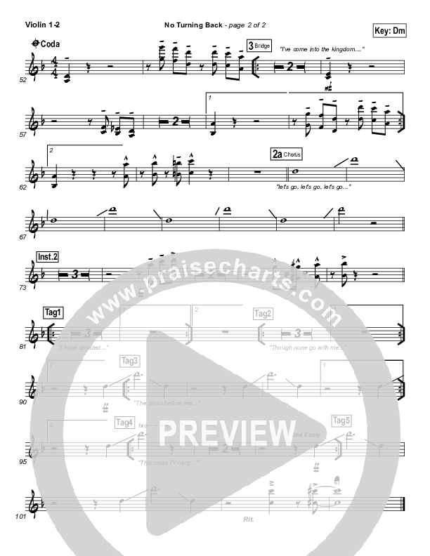 No Turning Back Violin 1/2 (Israel Houghton)