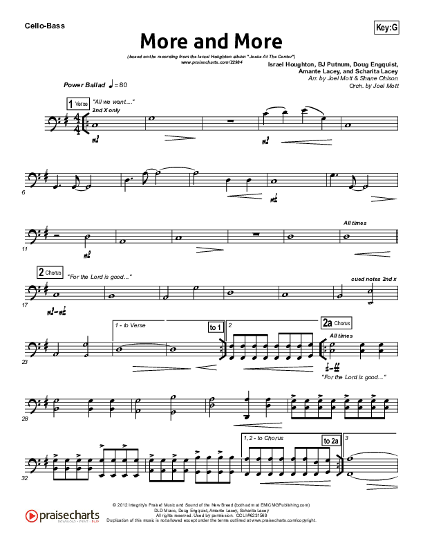 More And More Cello/Bass (Israel Houghton)