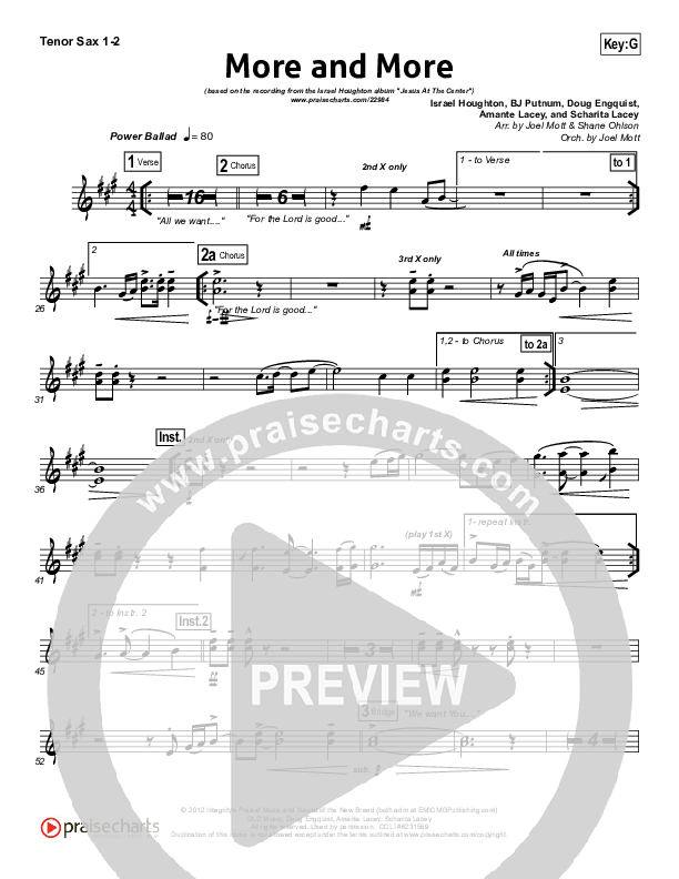 More And More Tenor Sax 1/2 (Israel Houghton)