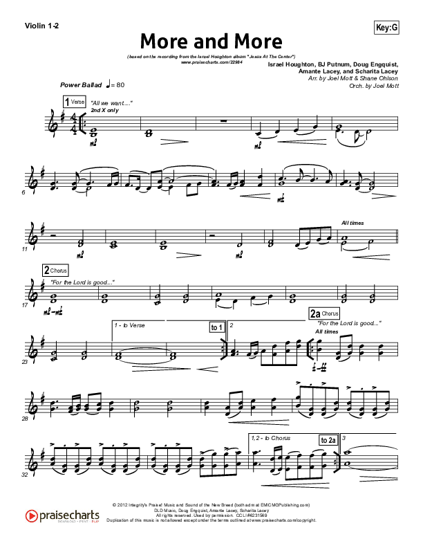 More And More Violin 1/2 (Israel Houghton)