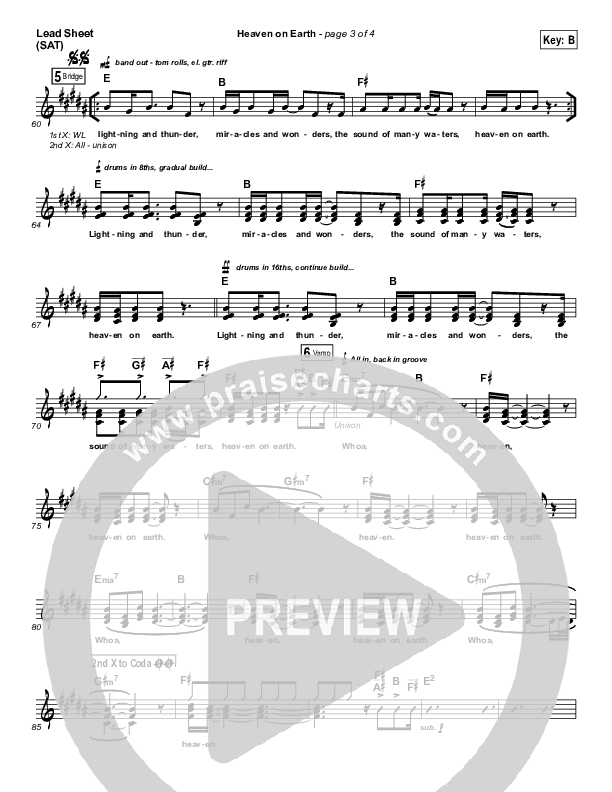 Heaven On Earth Lead Sheet (Covenant Worship)