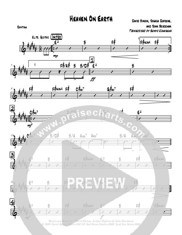 Heaven On Earth Rhythm Chart (Covenant Worship)