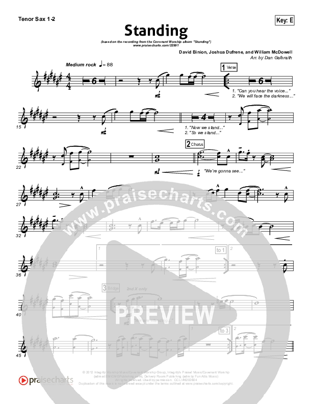 Standing Tenor Sax 1/2 (Covenant Worship)