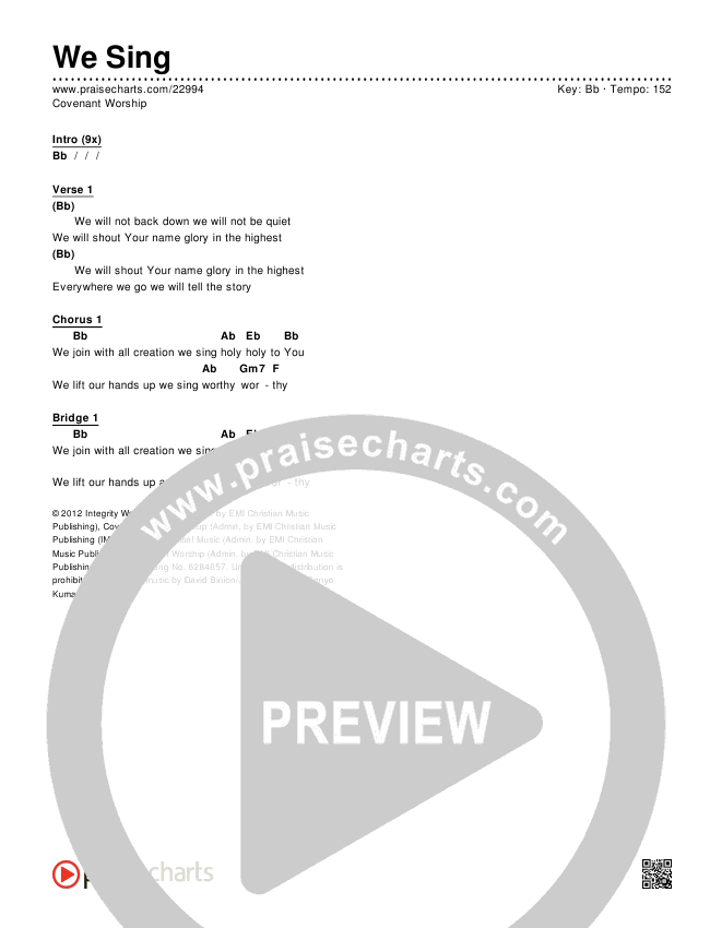 We Sing Chords & Lyrics (Covenant Worship)