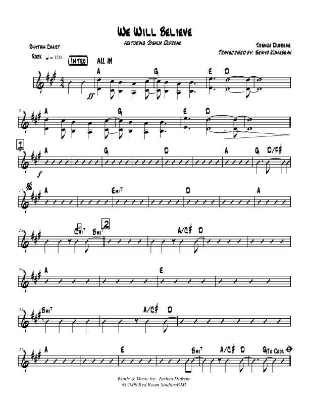 We Will Believe Rhythm Chart (Covenant Worship)