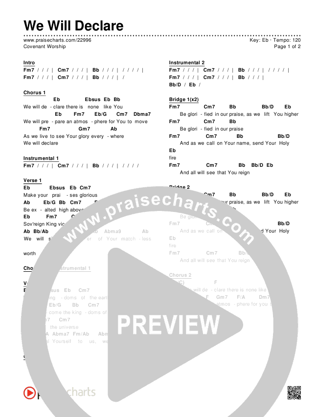 We Will Declare Chords & Lyrics (Covenant Worship)