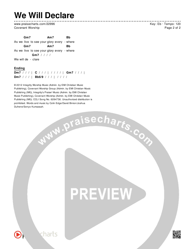 We Will Declare Chords & Lyrics (Covenant Worship)