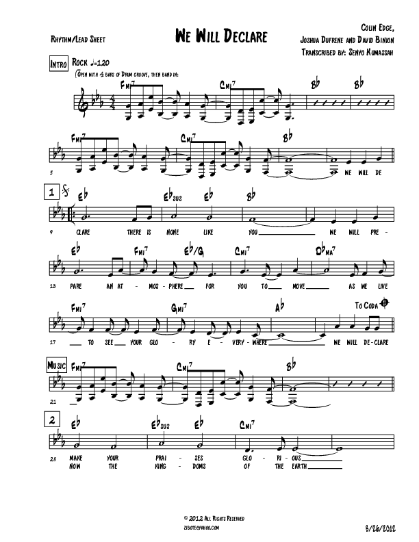 We Will Declare Lead Sheet (Covenant Worship)