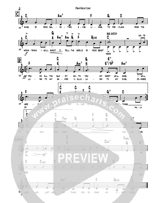 Your Great Love Lead Sheet (Covenant Worship)