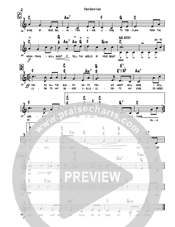 Your Great Love Lead Sheet (Covenant Worship)