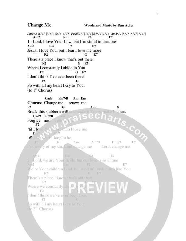 Change Me Chords & Lyrics (Dan Adler)
