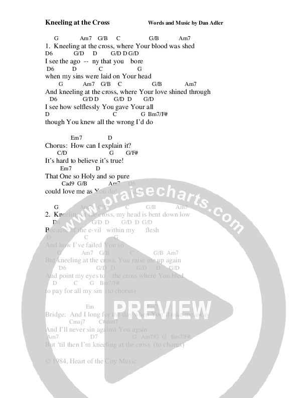 Kneeling At The Cross Chords & Lyrics (Dan Adler)