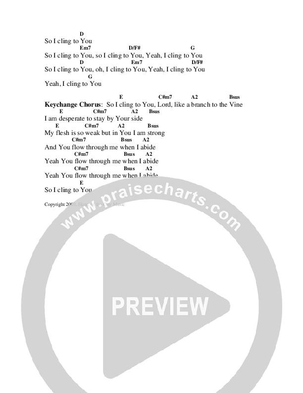 I Cling To You Chord Chart (Dan Adler)