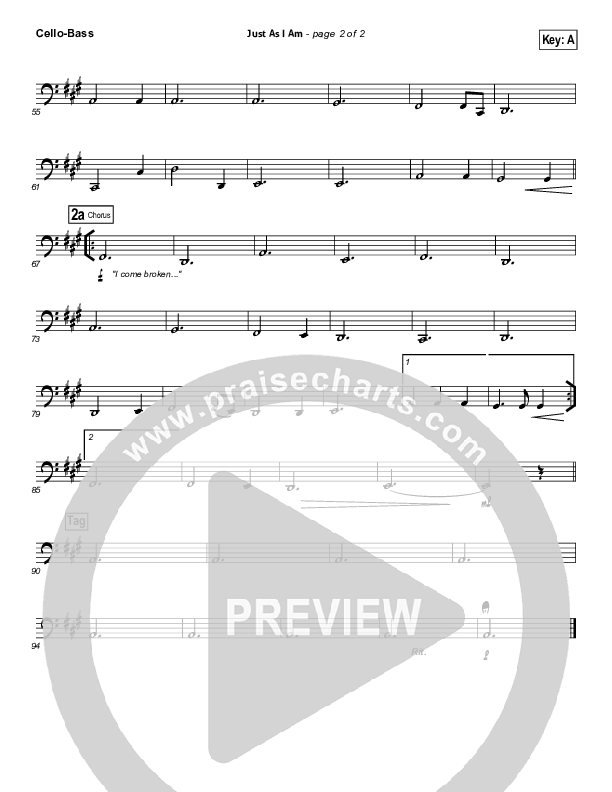 Just As I Am Cello/Bass (Travis Cottrell)