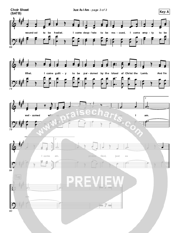 Just As I Am Choir Sheet (SATB) (Travis Cottrell)