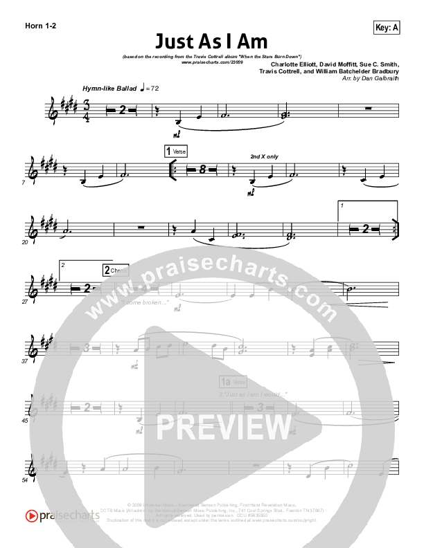Just As I Am French Horn 1/2 (Travis Cottrell)
