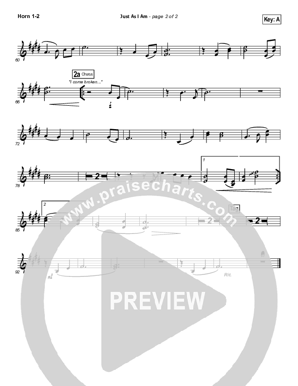 Just As I Am French Horn 1/2 (Travis Cottrell)