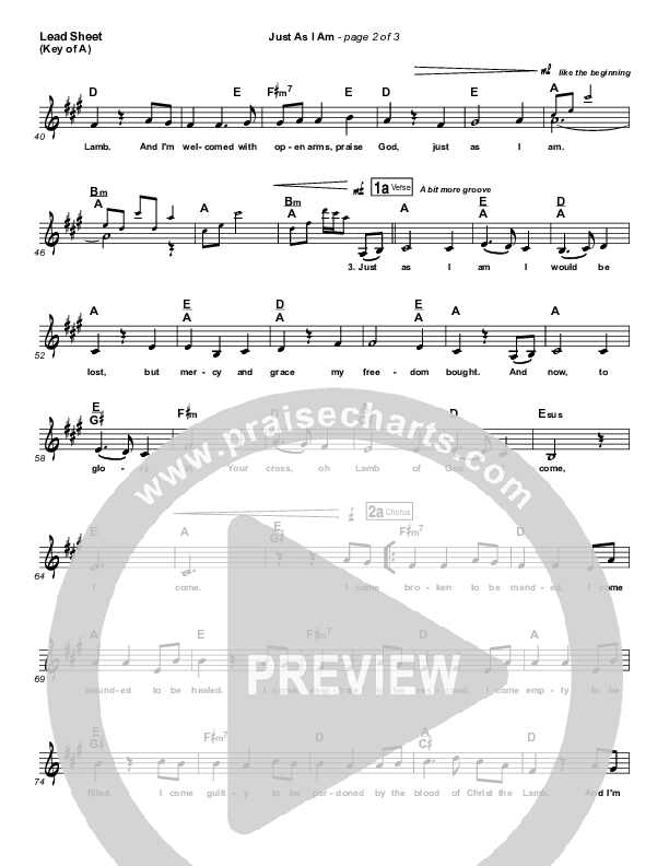 Just As I Am Lead Sheet (Melody) (Travis Cottrell)