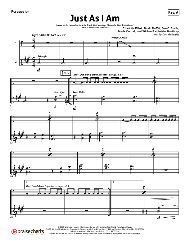 Just As I Am Percussion (Travis Cottrell)
