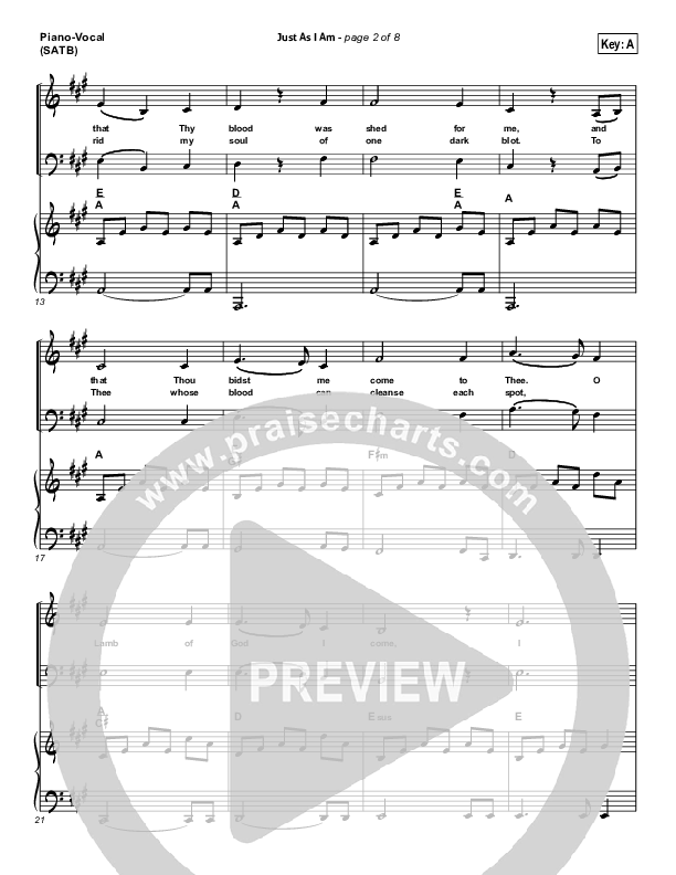 Just As I Am Piano/Vocal (SATB) (Travis Cottrell)