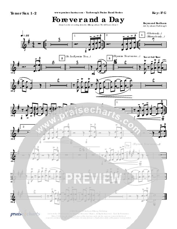Forever And A Day Tenor Sax 1/2 (Hillsong Worship)