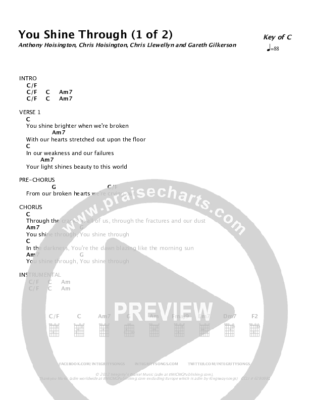 You Shine Through Chords & Lyrics (Brothers McClurg)