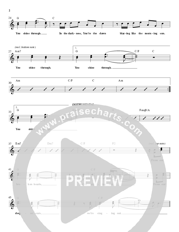 You Shine Through Lead Sheet (Brothers McClurg)