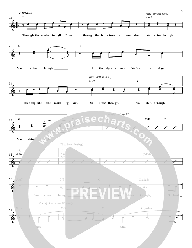 You Shine Through Lead Sheet (Brothers McClurg)