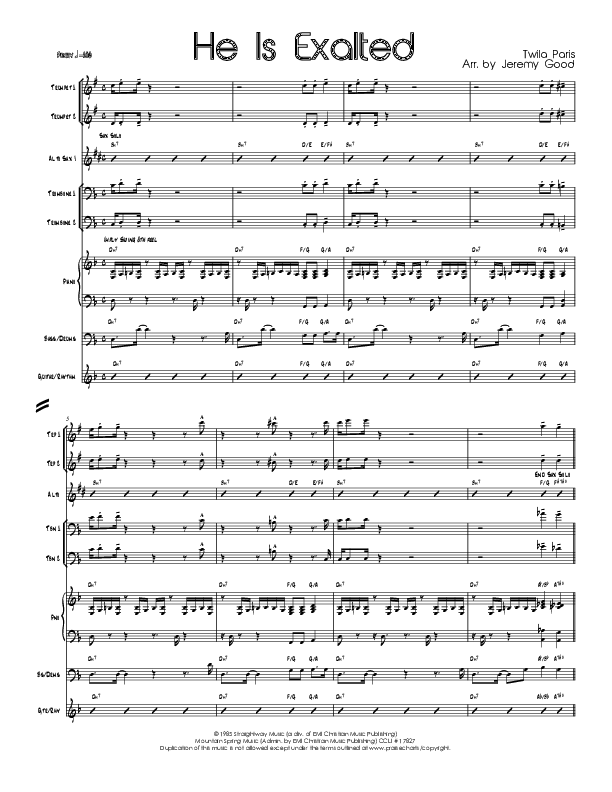 He Is Exalted (Instrumental) Conductor's Score (Good Jazz Series)